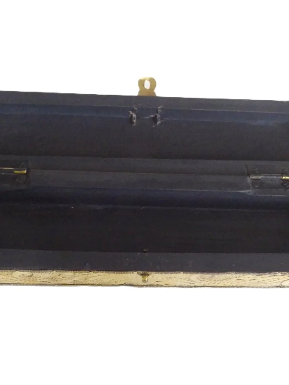 Filigree Brass and Wood Lidded Box/ Clasp and Hinges